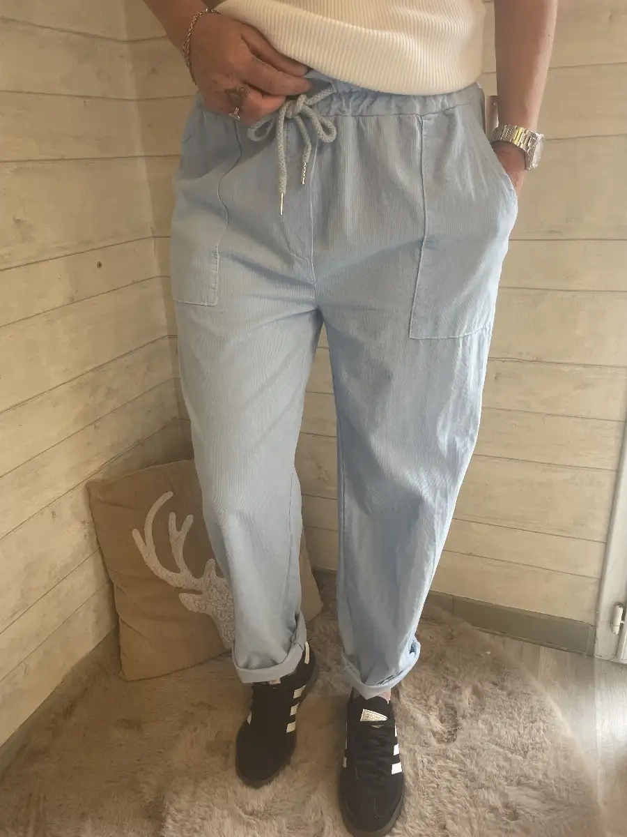 PANTALON 34/42 LEGER BLEU CIEL P07