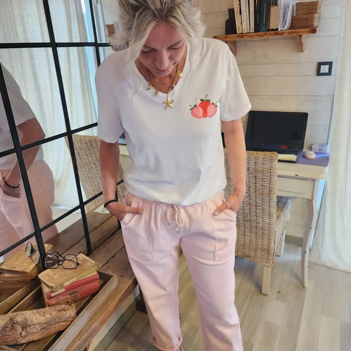 PANTALON ROSE 34/42