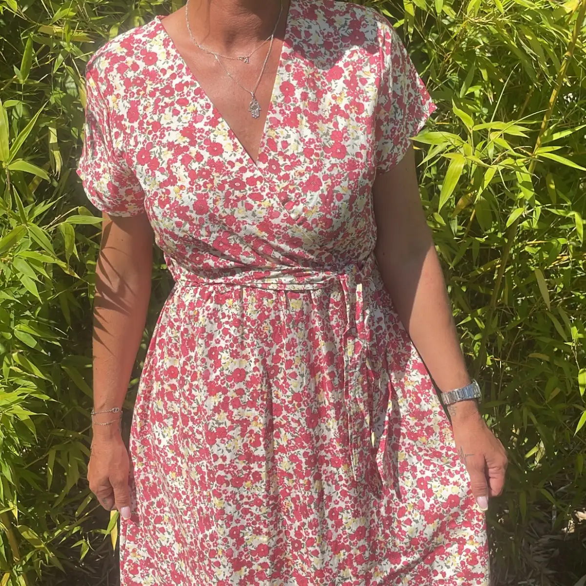 Robe fleur rouge 34/42